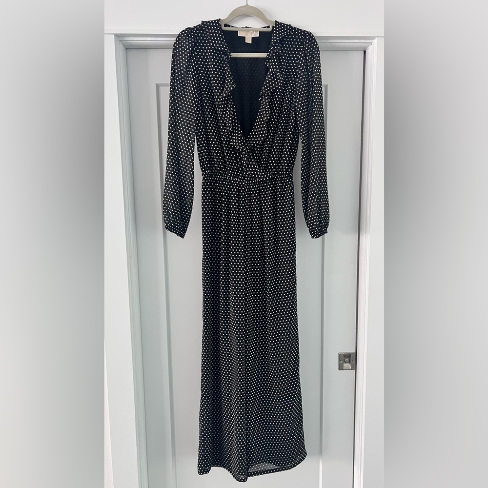 Michael Kors Black and White Long Sleeve Jumpsuit